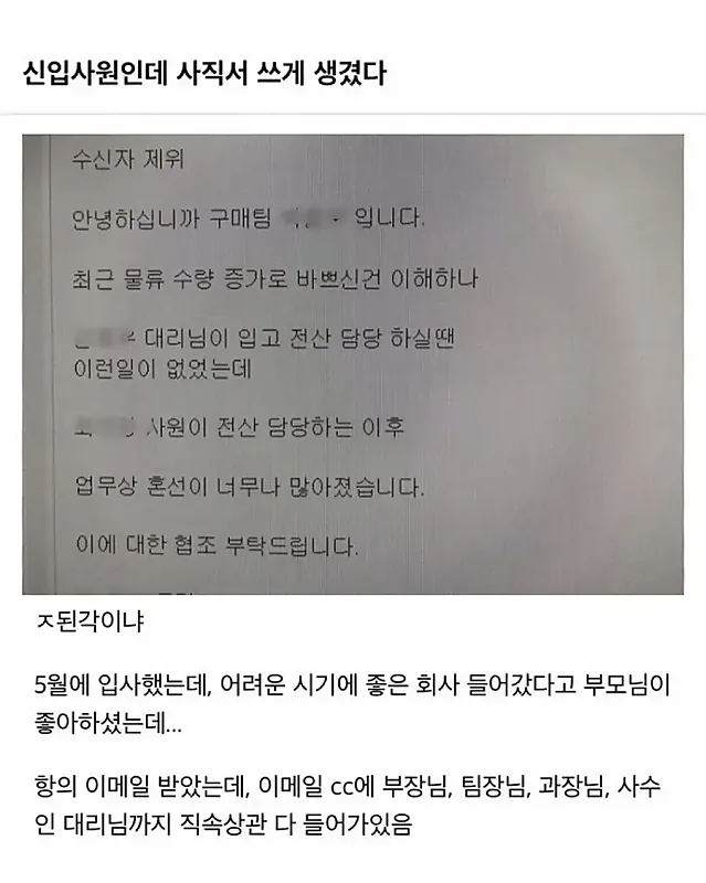 연령과 직업에 따라 다르게 보인다는 회사 메일
