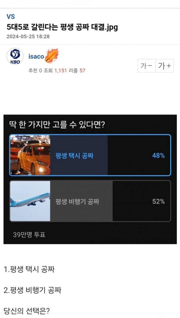 의외로 5:5로 갈린다는 평생 공짜로 탕수 있는 교통수단