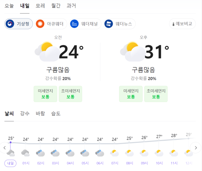 내일 날씨 (주말)